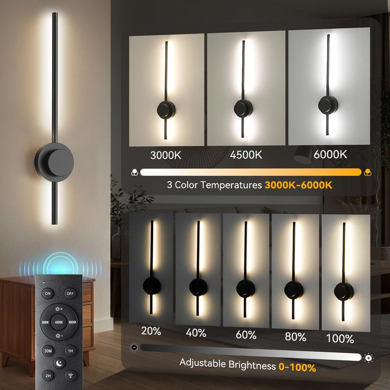 Limited Time 50% off Rechargeable Wall Sconces Set of 2 Wireless Lights with Remote Touch Control 360° Adjustable Heads 3 Color Temperatures RGB 16 Colors Timer No-Wire Installation for Bedroom Living Room TV Hallway