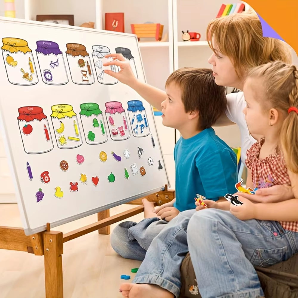 Color Recognition Magnetic Sorting Set Educational Magnet Fruit Toys for Baby Toddlers Kids Magnets for Refrigerator Whiteboard