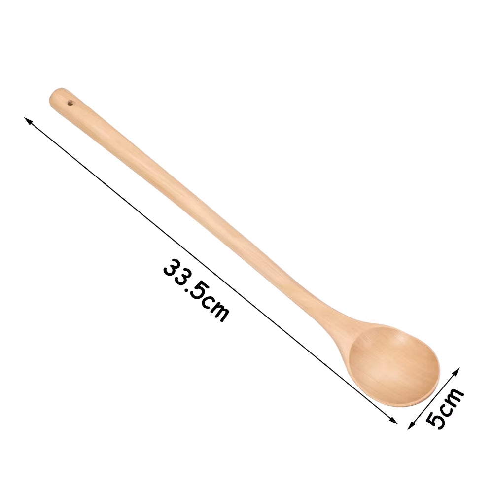 Natural Wooden Large Soup Scoops Long Handle Cooking Scoop Wood Ramen Rice Spoon Soup Ladle Catering Tableware Kitchen Utensil