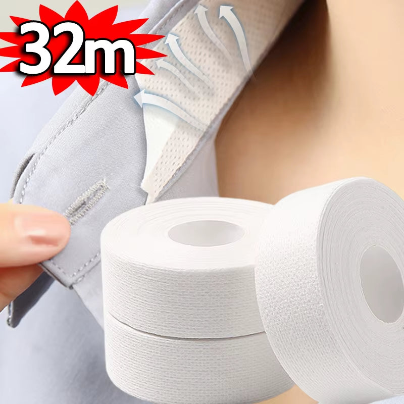 8/32M Hat Shirt Collar Anti-Dirty Grime Protector Fixing Sticker Self-Adhesive Disposable Tape Rolled Sweat-Absorbent Tape