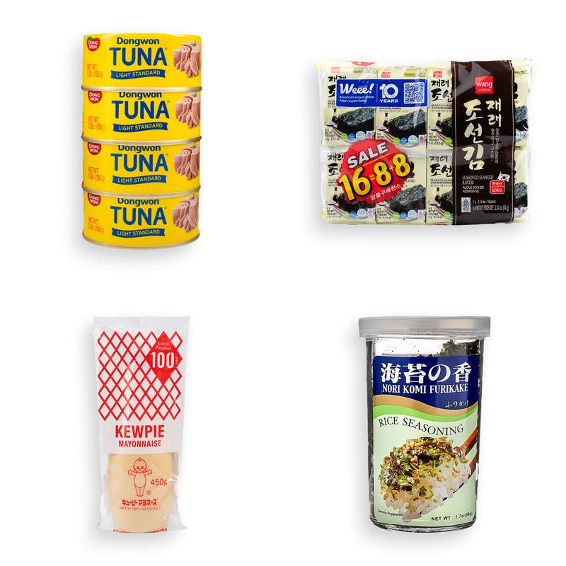 Spicy Tuna Rice Bowl Bundle - Korean Easy Meal - Quick & Easy Prep - Dongwon Canned Light Tuna with Hot Pepper Sauce, Kewpie Mayo, Seaweed