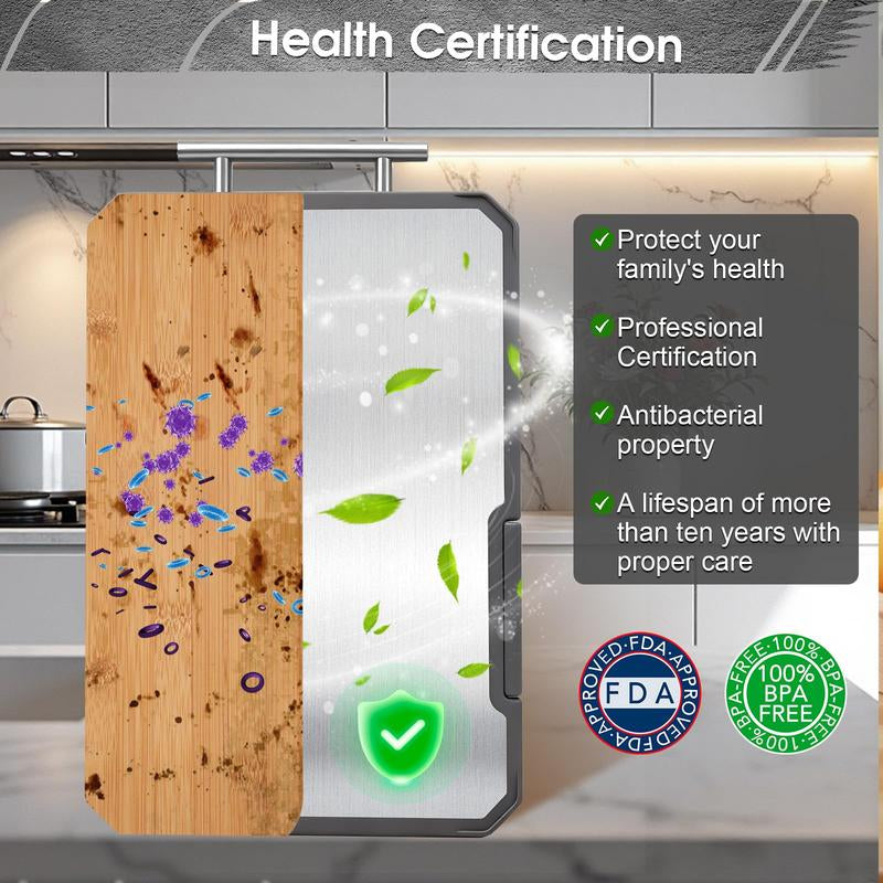 Pure Titanium Cutting Board for Kitchen - Dual Sided Design with Protect the Cutting Tools ,Sharpener, Graduation Marks, and Grinding Area