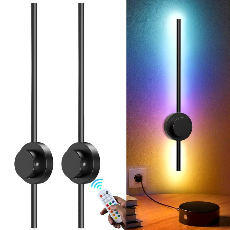 Limited Time 50% off Rechargeable Wall Sconces Set of 2 Wireless Lights with Remote Touch Control 360° Adjustable Heads 3 Color Temperatures RGB 16 Colors Timer No-Wire Installation for Bedroom Living Room TV Hallway