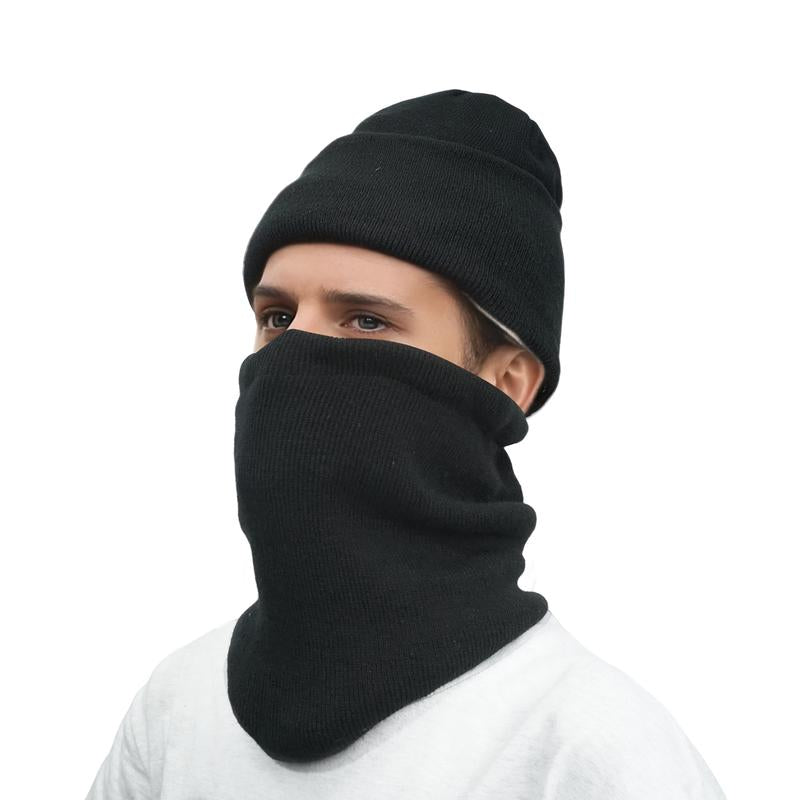 [Buy 1 Hat Get 1 Free Neck Gaiter] Viyawise Satin Lining Solid Color Beanie Hat for Men & Women - Ultra Soft, Stretchy Ribbed Knit, Foldable Design for Daily Use & Outdoor Activities Ear Cover Warm