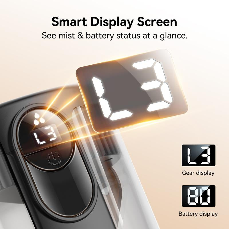 KIMMOO Smart Humidifiers for Bedroom, Rechargeable Top Fill Humidifier with Night Light, 1.4L Cool Mist Humidifier for Office Home Plant and Baby, 3-Speed Mist Control, Quiet, Auto Shut-Off