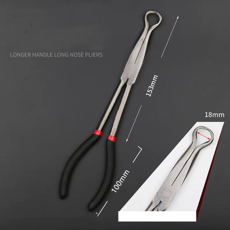 1Pc 11-Inch High Quality Long Nose Pliers with Curved and Straight Tips - Ideal for Industrial, DIY Applications and Car Repair