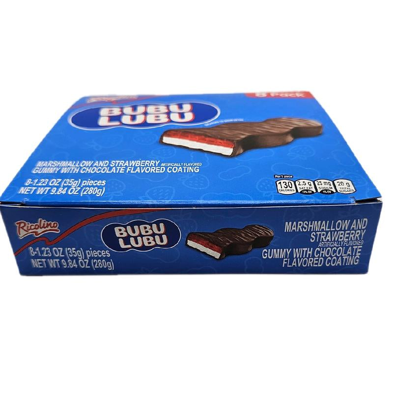 Bubu Lubu - Marshmallow and Strawberry Artificial Flavored Gummy with Chocolate Flavored Coating / 8 Pieces Pack
