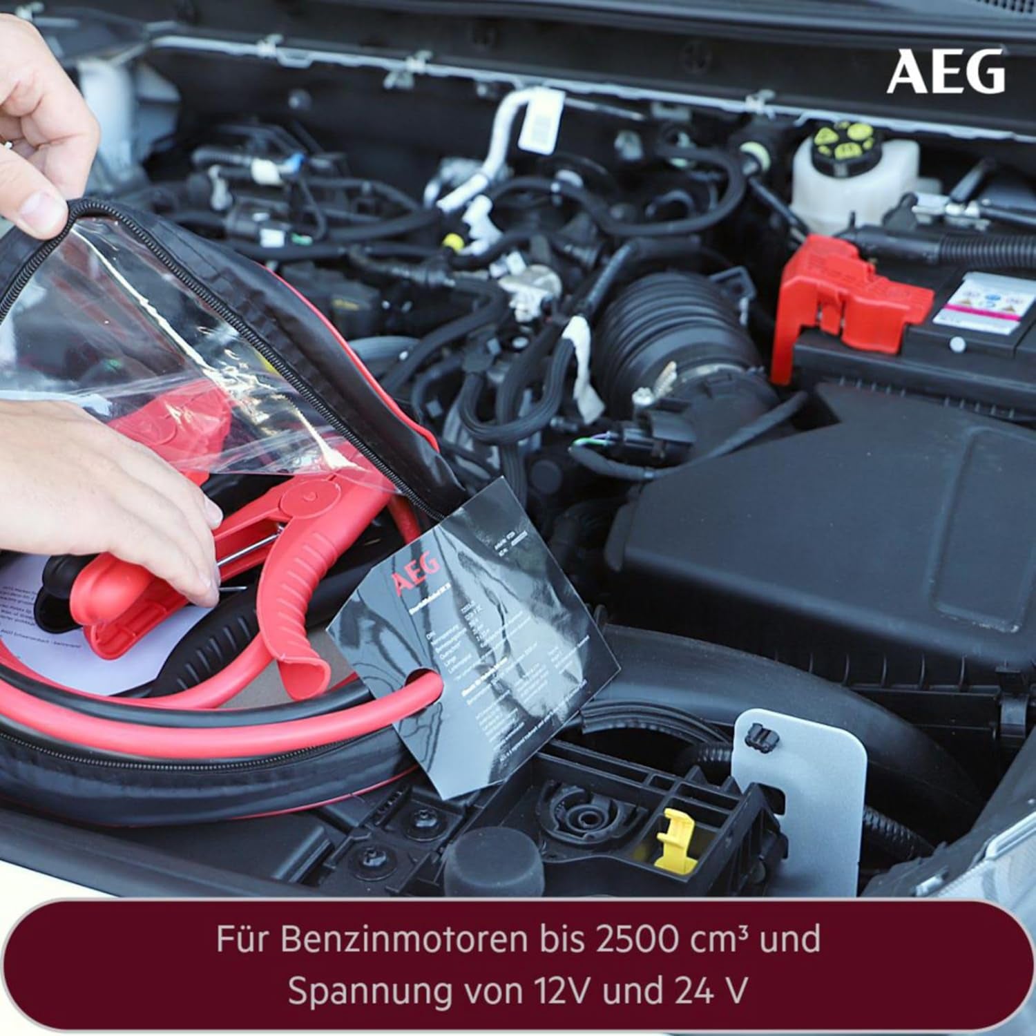 AEG Starthilfekabel Alu-Tec, Für 12 Volt Und 24 Volt, in Aufbewahrungstasche, 2 X 3M, Erfüllt DIN 72553