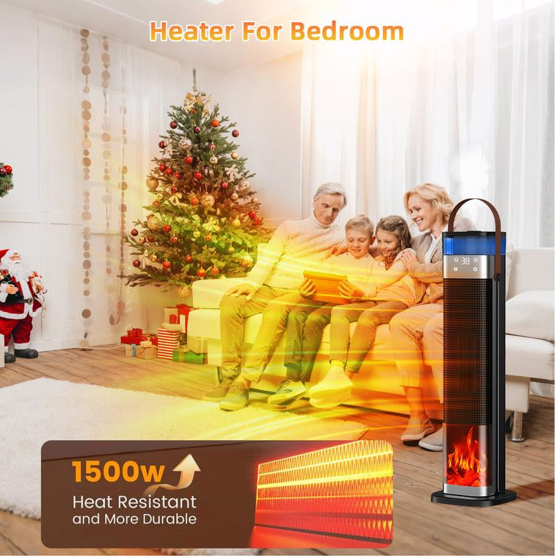 Indoor Heater, 21-Inch Portable Space Heater, Adjustable Thermostat with Remote Control, Humidifier and Heater Combo Unit, 12-Hour Timer, Tip-Over Protection, 70° Adjustment, Suitable for Offices, Bedrooms, and Homes