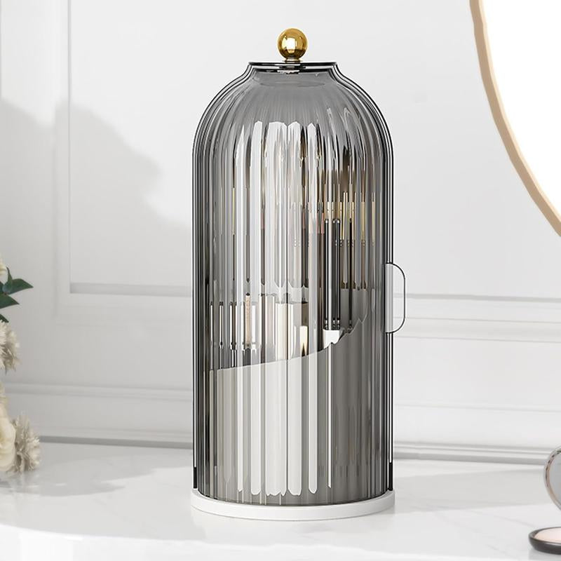 Dustproof Toothbrush Holders with Cover, Rotating Electric Toothbrush and Toothpaste Holder for Bathroom Countertop, 3 Slots Makeup Brushes Organizer, Transparent