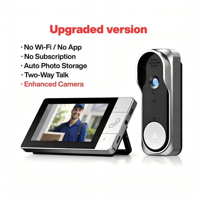 2026 Upgraded X7/X8 No Wifi Video Doorbell with Screen – Wireless Doorbell Camera, No App, No Monthly Fees,Two-Way Talk, Night Vision