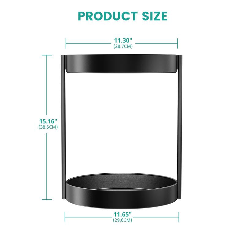 2-Layer Metal Rotating Storage Box, 360° Rotating Turntable, Suitable for Double-Layer Rotating Shelf Storage Boxes in Cabinets, Kitchens and Bathrooms, Rust-Proof Double-Layer Rotating Tray Rotating Storage Box, for Spice Racks and Countertops, Black