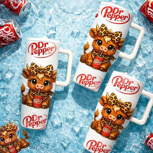 1 Pc 40Oz Insulated Mug, Double Wall Vacuum Cup, Leak-Proof Skinny Thermal Mug, Thermos Cup, Tumbler for Hot Cold Drinks, Keeps Hot 12 Hours Cold 24 Hours, Cute White Soda Highland Cattle Design Gift for Women Men, Holiday Birthday Daily Travel Office Use