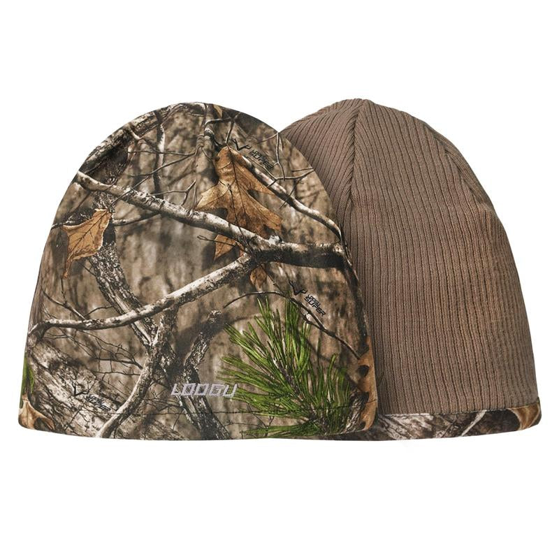 LOOGU Camo Fashion Beanie Hat for Hunting, Winter Skull Cap, Men’S Cuffed Beanie with Fleece Brown