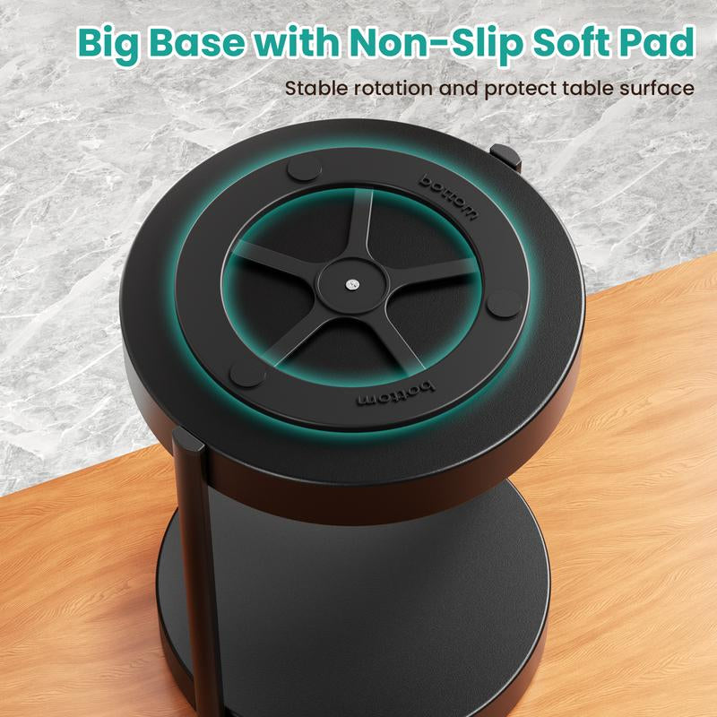 2-Layer Metal Rotating Storage Box, 360° Rotating Turntable, Suitable for Double-Layer Rotating Shelf Storage Boxes in Cabinets, Kitchens and Bathrooms, Rust-Proof Double-Layer Rotating Tray Rotating Storage Box, for Spice Racks and Countertops, Black