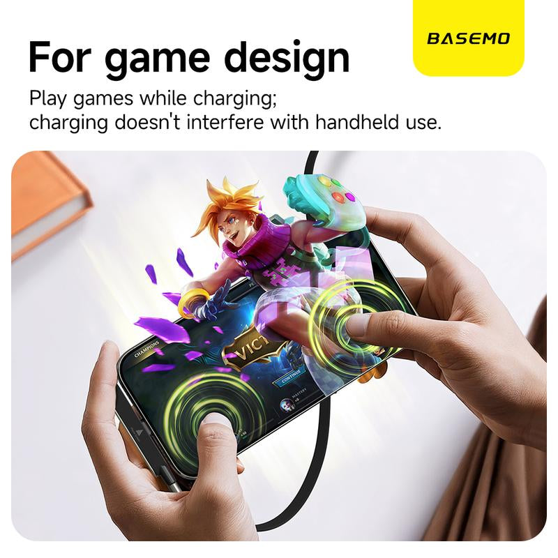 Basemo 240W Super Fast Charging 360° Rotating Invisible Stand Detachable Two-In-One Charging Cable, Zinc Alloy Silicone Type-C Cable Compatible with Apple and Samsung, Essential for Gaming, Office, and Car Use | Bestselling Cutting-Edge Technology.