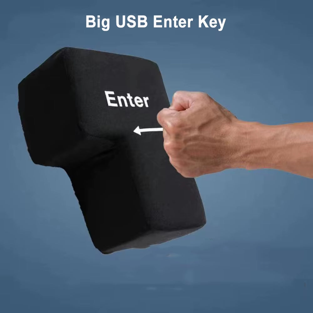 USB Enter Key Vent Pillow Soft Computer Button Return Key for Offices Decompression Pillow Stress Relief Toy Enter Huge Button