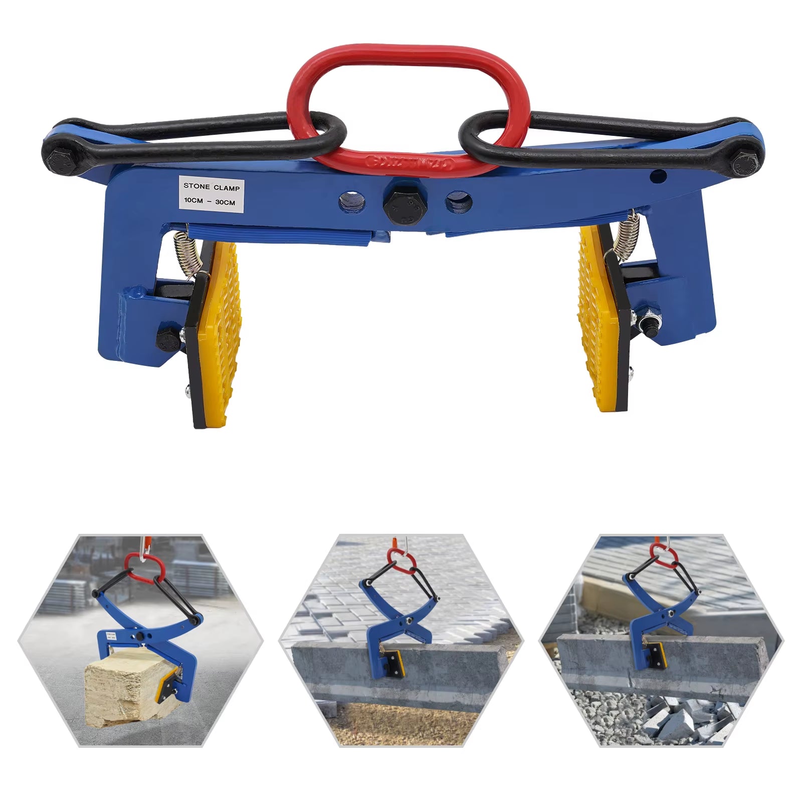 661LBS Stone Lifting Clamp Adjustable Opening Stone Carrying Clamp Vertical Stone Lifting Clamp Sling Ring Stone Clamp