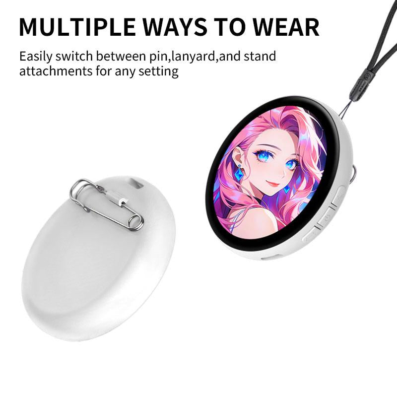 Smart E-Badge! Super Bowl,C89 Cyberpunk Digital Pin - 1.85" Touch Screen, Bluetooth 5.4, Custom Image/Video for Concert Cheer,Two-Dimensional Anime and Gaming Merchandise &Gifts for Men Women ，Ita Bag & Anime Merch Display