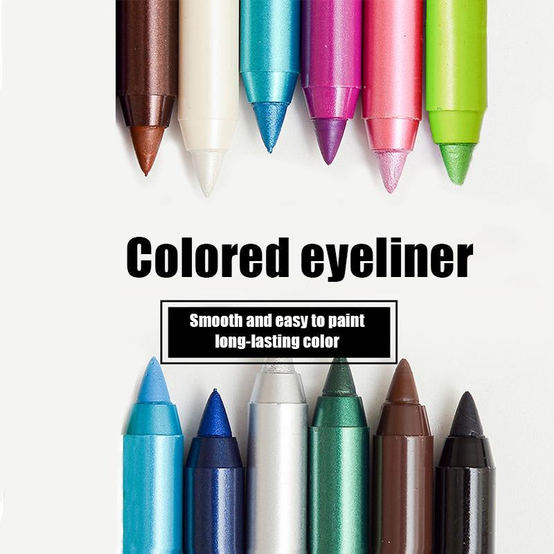 12 Colors Waterproof Sweatproof Eyeliner Set | High-Shine Pearl Metallic Finish | Smoky Eye, Punk, Goth Makeup | Eyeliner & Lipliner 2-In-1 | Long-Lasting | Free Sharpener | Back to School Essential | Daily Use