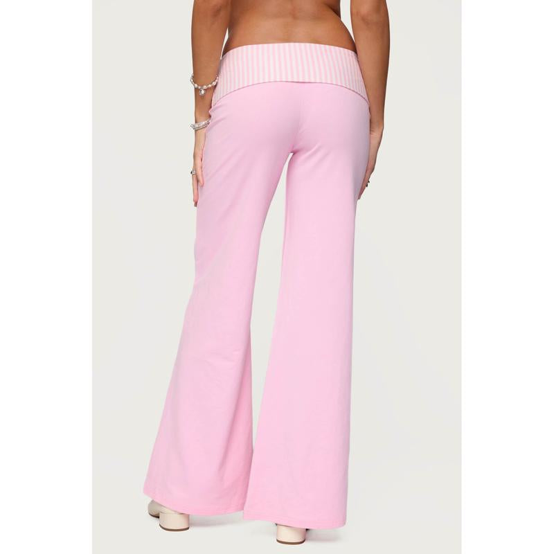 Meshey Striped Foldover Pants
