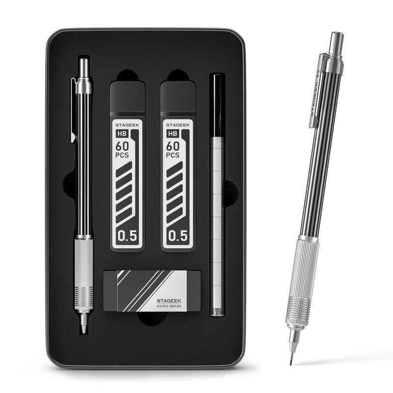 STAGEEK 6 Pack Art Mechanical Pencil Set, Drafting Pencil,3Pack Metal Drafting Pencil 0.5 Mm & 0.7 Mm & 0.9 Mm & 3Pack 2Mm Graphite Lead Holder (2B HB 2H) with 492PCS Leads (6B 4B 2B HB 2H 4H Color)For Writing, Sketching Drawing with Lead Refills Case