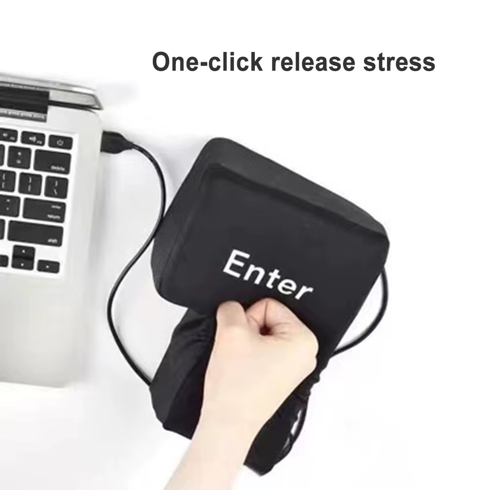 USB Enter Key Vent Pillow Soft Computer Button Return Key for Offices Decompression Pillow Stress Relief Toy Enter Huge Button