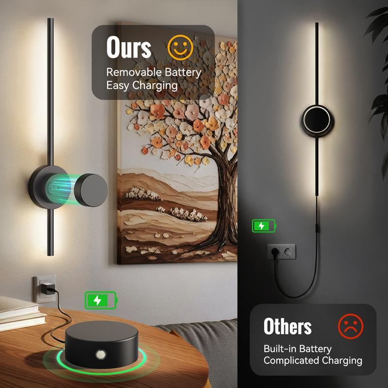 Limited Time 50% off Rechargeable Wall Sconces Set of 2 Wireless Lights with Remote Touch Control 360° Adjustable Heads 3 Color Temperatures RGB 16 Colors Timer No-Wire Installation for Bedroom Living Room TV Hallway
