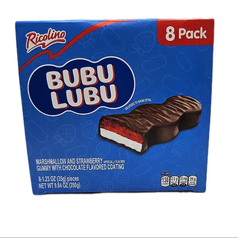 Bubu Lubu - Marshmallow and Strawberry Artificial Flavored Gummy with Chocolate Flavored Coating / 8 Pieces Pack