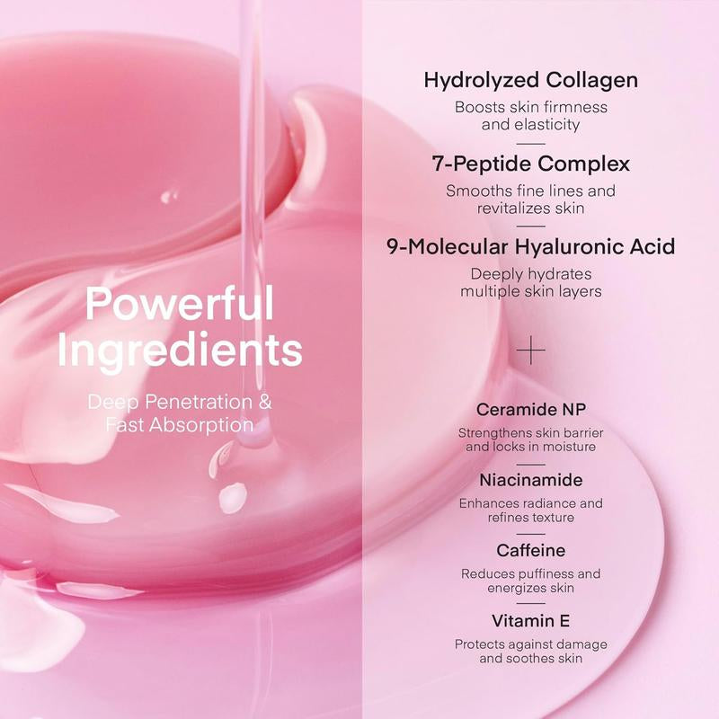 TEREZ & HONOR Collagen Multi-Peptide Eye Gel Patch - 30 Pairs for Puffy Eyes Dark Circles Wrinkles Fine Lines Hydrating Firming Korean Skincare Gift