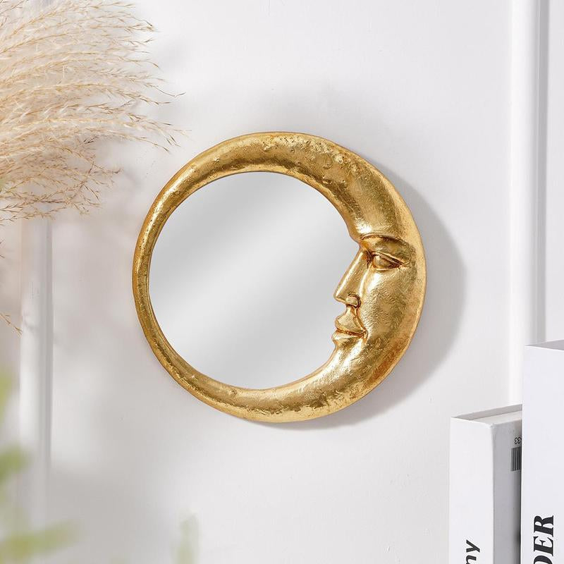 Creative Moon & Face Design Wall Mirror, Resin Wall-Mounted Mirror, Wall Decor for Home Living Room and Bedroom, Home Decor #TOP PICKS