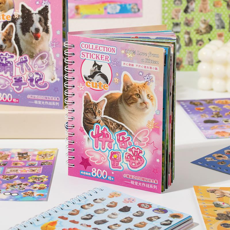 3 Styles Cute Pet Sticker Book – 30 Sheets, 800 Pcs Stickers per Style, Cat & Dog Aesthetic Stickers for Scrapbooking, Journaling, DIY Crafts, Kawaii Planner Stickers, Tiktokshopjumpstartsale