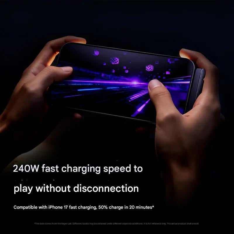 240W Invisible Holder Charger Cable with Stand, Super Fast Charging 2-In-1 Fast Charging Cord & Phone Stand for Gaming, Office, Car Travel, Compatible with Iphone Samsung Type-C Charging Cable Black