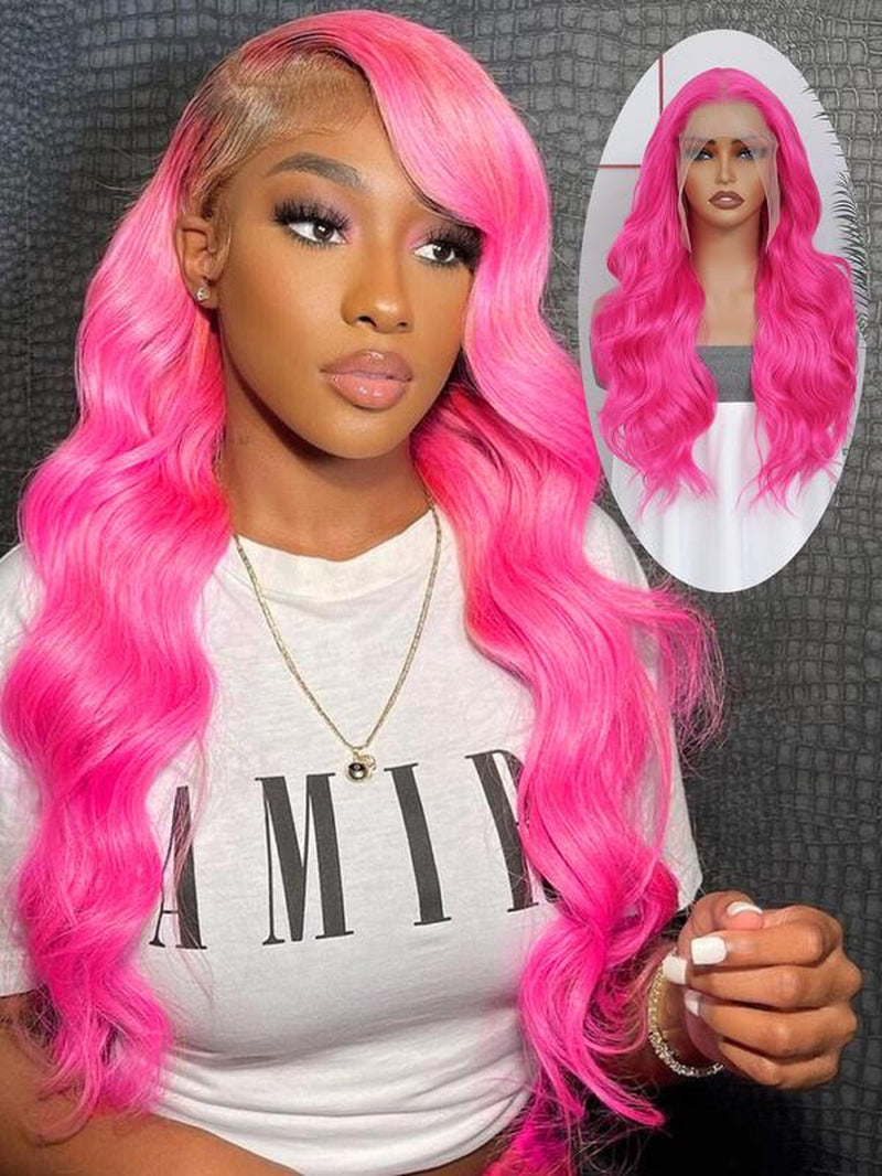 24 Inch Burgundy/Ginger Long Body Wavy Wigs for Women, Gorgeous Fluffy Wigs without Bangs, Synthetic Heat Resistant HD Lace Front Wigs for Party, Daily Use