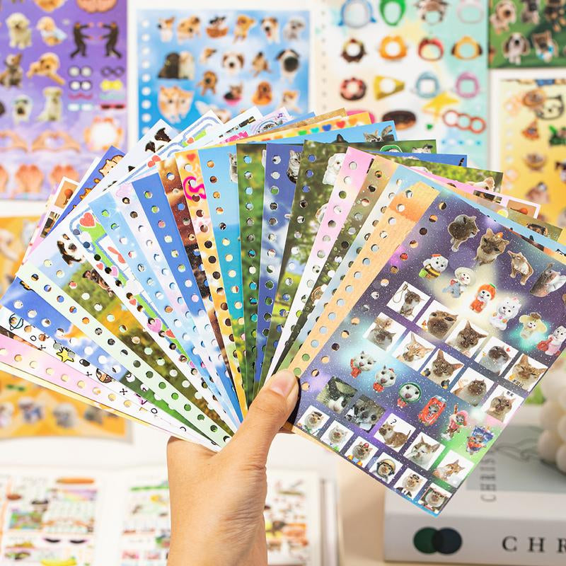 3 Styles Cute Pet Sticker Book – 30 Sheets, 800 Pcs Stickers per Style, Cat & Dog Aesthetic Stickers for Scrapbooking, Journaling, DIY Crafts, Kawaii Planner Stickers, Tiktokshopjumpstartsale