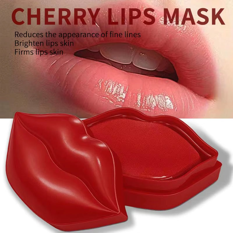 Cherry Lips Mask Sheets for Dark Lips Soft and Smooth Lips Skin Firms Brighten Reduce the Look of Dark Spots Collagen Lips Mask