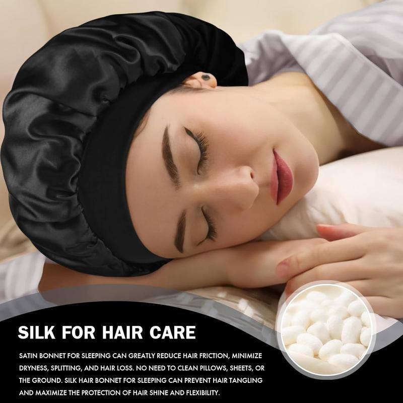 Solid Color Satin Sleeping Bonnet, Adjustable Satin Bonnet, Soft Satin Heatless-Styling Tool for Natural Hairstyles and Curly Hair, Fashionable Hair Accessories for Women & Men