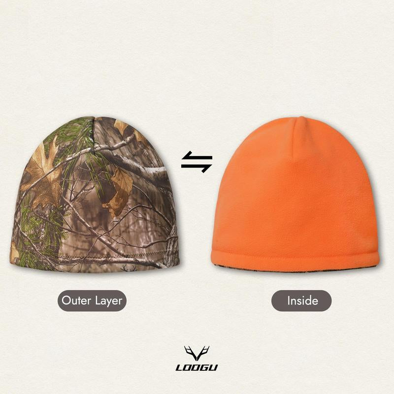 LOOGU Camo Fashion Beanie Hat for Hunting, Winter Skull Cap, Men’S Cuffed Beanie with Fleece Brown