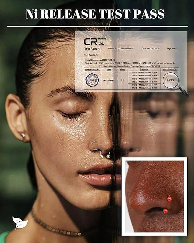 BESTEEL 24 PCS Septum Nose Rings for Women 16G - Hypoallergenic Horseshoe Lip Daith Piercing Jewelry Cute Small Stainless Surgical Steel Rook Conch Helix Tragus Daith Cartilage Earrings Hoops Set 10Mm