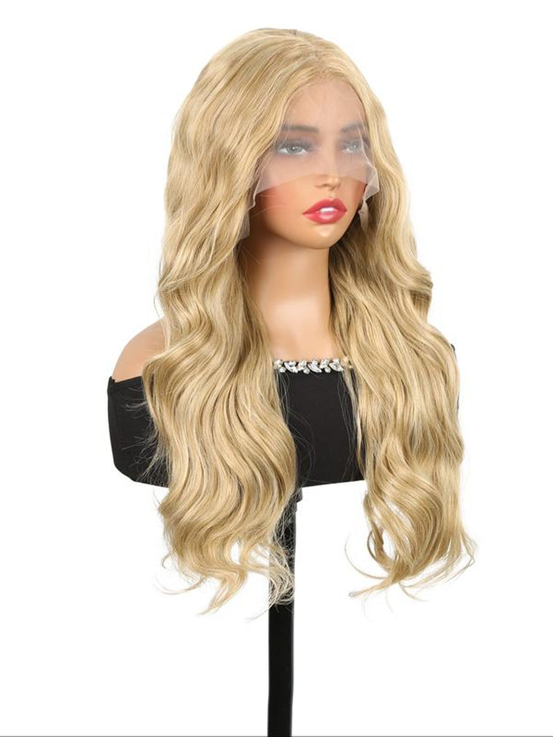 24 Inch Burgundy/Ginger Long Body Wavy Wigs for Women, Gorgeous Fluffy Wigs without Bangs, Synthetic Heat Resistant HD Lace Front Wigs for Party, Daily Use