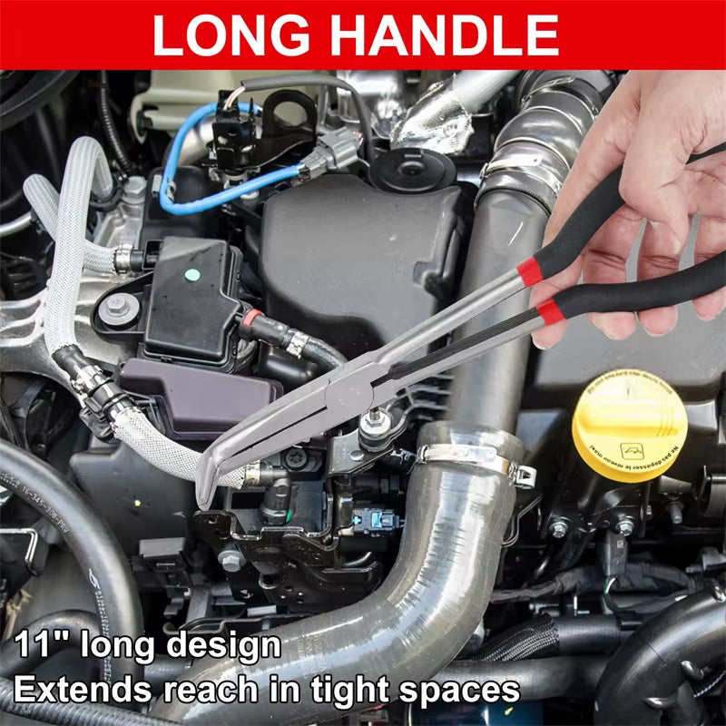 1Pc 11-Inch High Quality Long Nose Pliers with Curved and Straight Tips - Ideal for Industrial, DIY Applications and Car Repair
