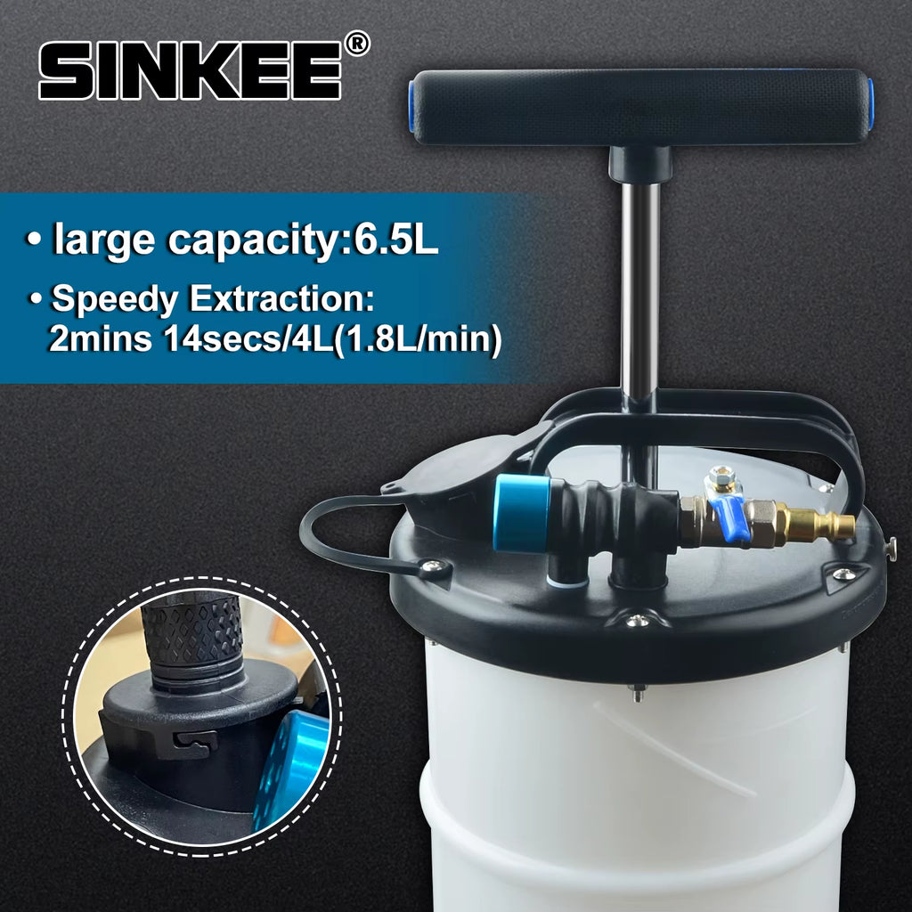 6.5L Pneumatic/Manual Oil Fluid Extractor Pump Tool Oil Changer Vacuum Fluid Extractor Oil Change & Fluid Change Tool