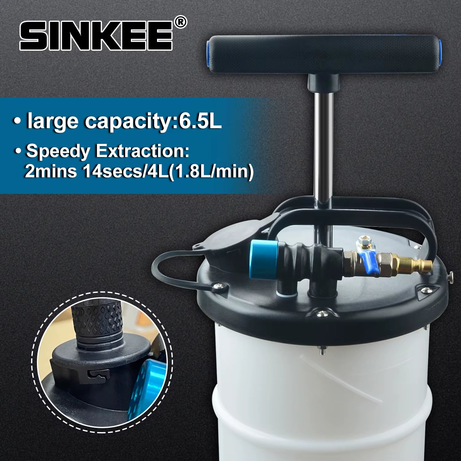 6.5L Pneumatic/Manual Oil Fluid Extractor Pump Tool Oil Changer Vacuum Fluid Extractor Oil Change & Fluid Change Tool