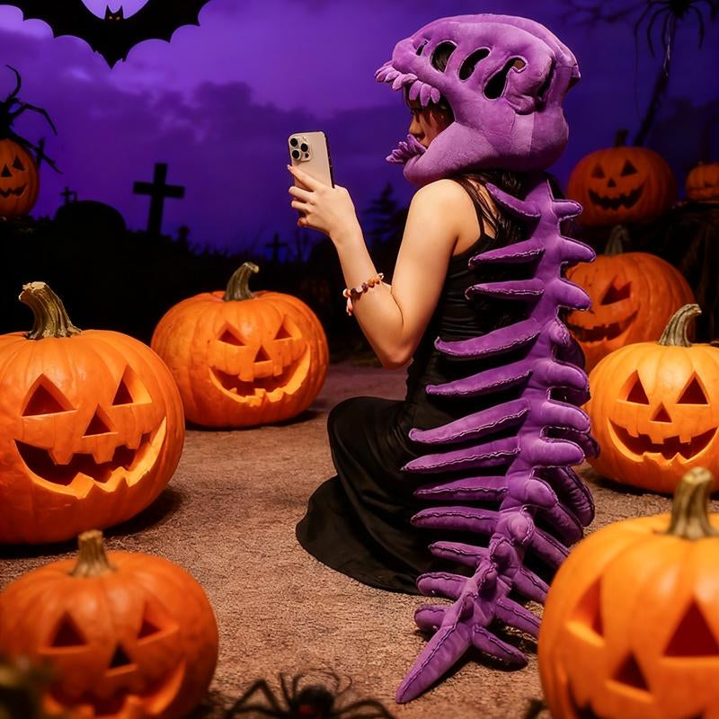 Dinosaur Skeleton Headgear Pillow, 4 Color Options Available, Unisex Cushion, Perfect for Party Cosplay and Sofa Lounging