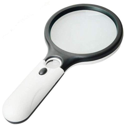 A 10X Handheld 3-Lamp LED Magnifying Glass for Reading and Magnifying Jewelry. It Is Perfect for Reading, Handicrafts, Hobbies, and Black-And-White Sewing. (Include 3 AAA Batteries of 1.5V Each)