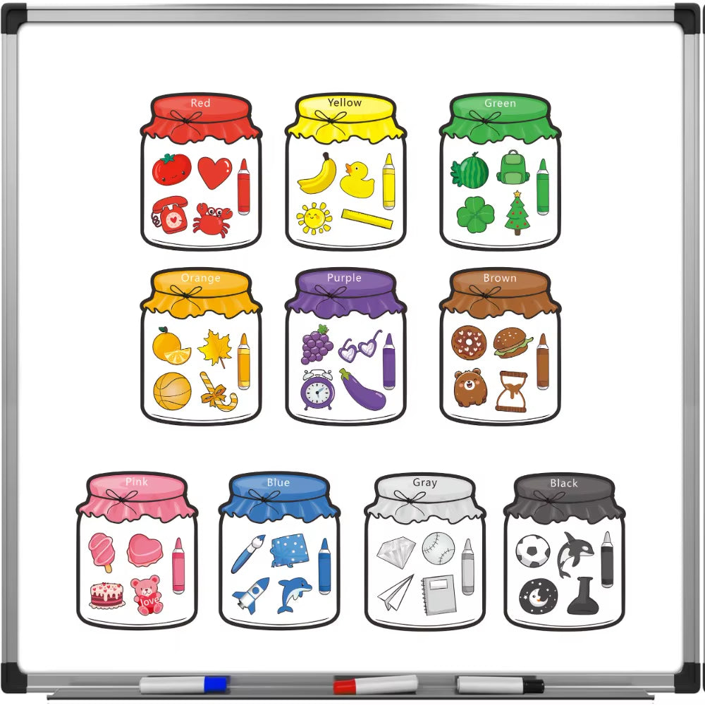 Color Recognition Magnetic Sorting Set Educational Magnet Fruit Toys for Baby Toddlers Kids Magnets for Refrigerator Whiteboard