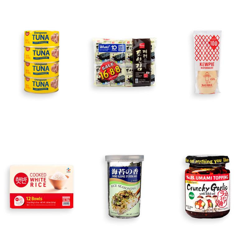Spicy Tuna Rice Bowl Bundle - Korean Easy Meal - Quick & Easy Prep - Dongwon Canned Light Tuna with Hot Pepper Sauce, Kewpie Mayo, Seaweed