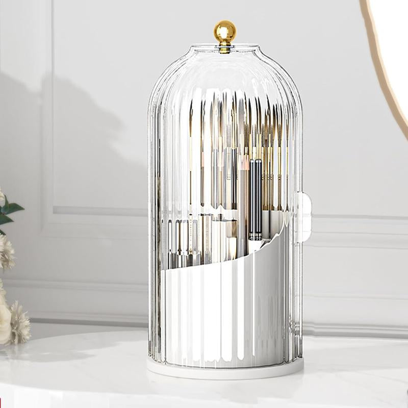 Dustproof Toothbrush Holders with Cover, Rotating Electric Toothbrush and Toothpaste Holder for Bathroom Countertop, 3 Slots Makeup Brushes Organizer, Transparent