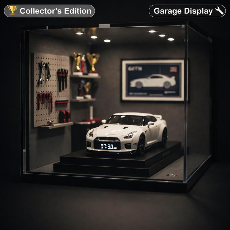 White Supercar Alarm Clock with Realistic Engine Sound & LED Light Show Ultimate Desk Accessory for Car Enthusiasts