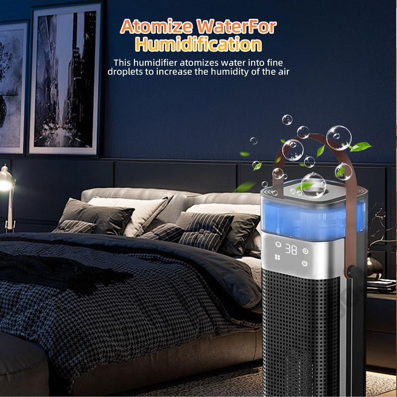 Indoor Heater, 21-Inch Portable Space Heater, Adjustable Thermostat with Remote Control, Humidifier and Heater Combo Unit, 12-Hour Timer, Tip-Over Protection, 70° Adjustment, Suitable for Offices, Bedrooms, and Homes